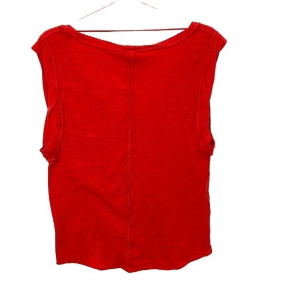 Vibrant Free People Red Muscle Tee Soft Sleeveles - Picture 2 of 3